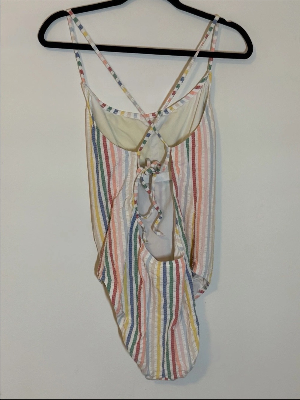 J.Crew Swimsuit rainbow stripe strappy back seersucker material Women’s 16 - Picture 8 of 14